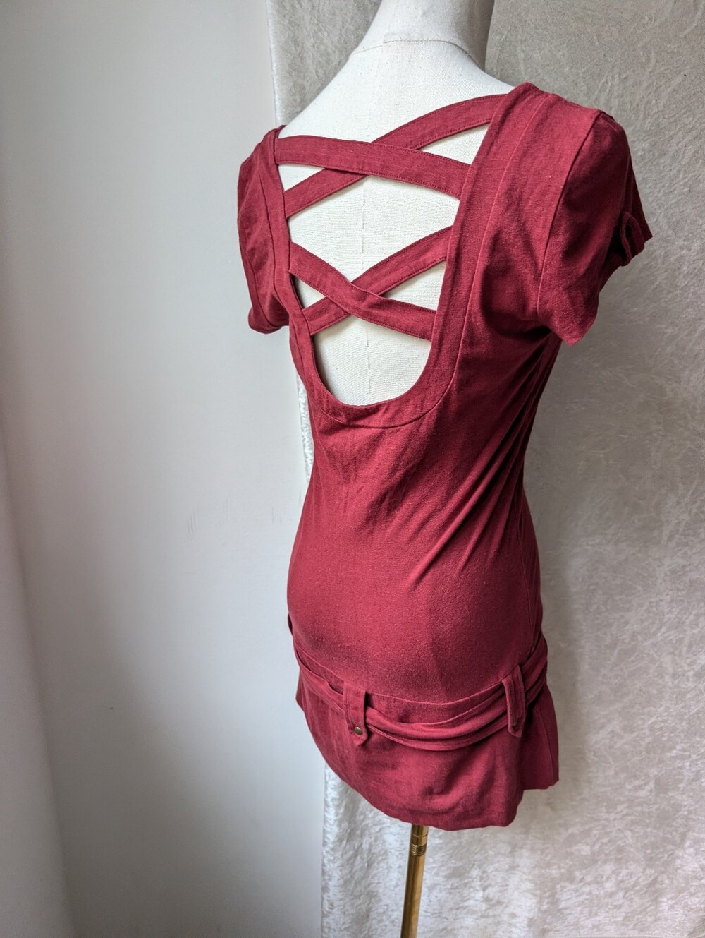 Nomad Hemp Wear Mojito Dress Burgundy Red Organic Cotton Hemp